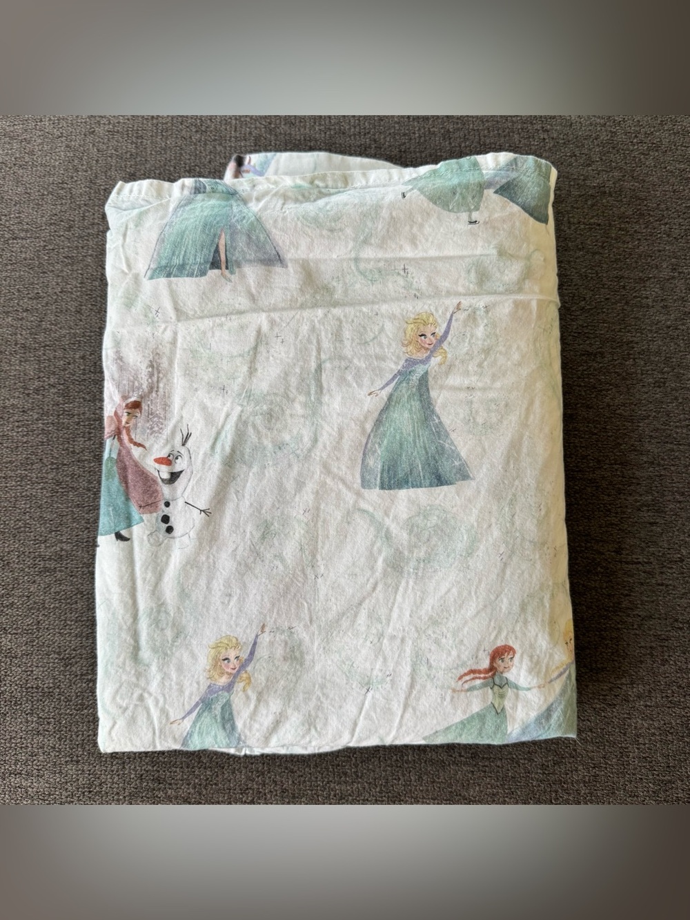 Disney Frozen Elsa & Anna White Teal 100% Organic Cotton Full Bedding Sheet